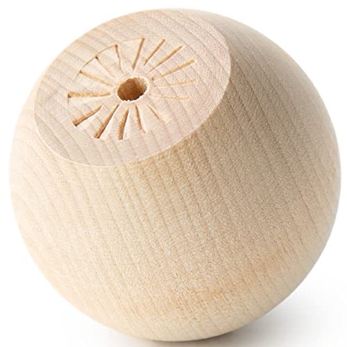 مقابض كروية خشبية غير مكتملة من Pinehurst Crafts، مثالية للأثاث أو الخزانات أو أدراج خزانة الملابس أو الحرف اليدوية، 5 سم، عبوة من 4 قطع